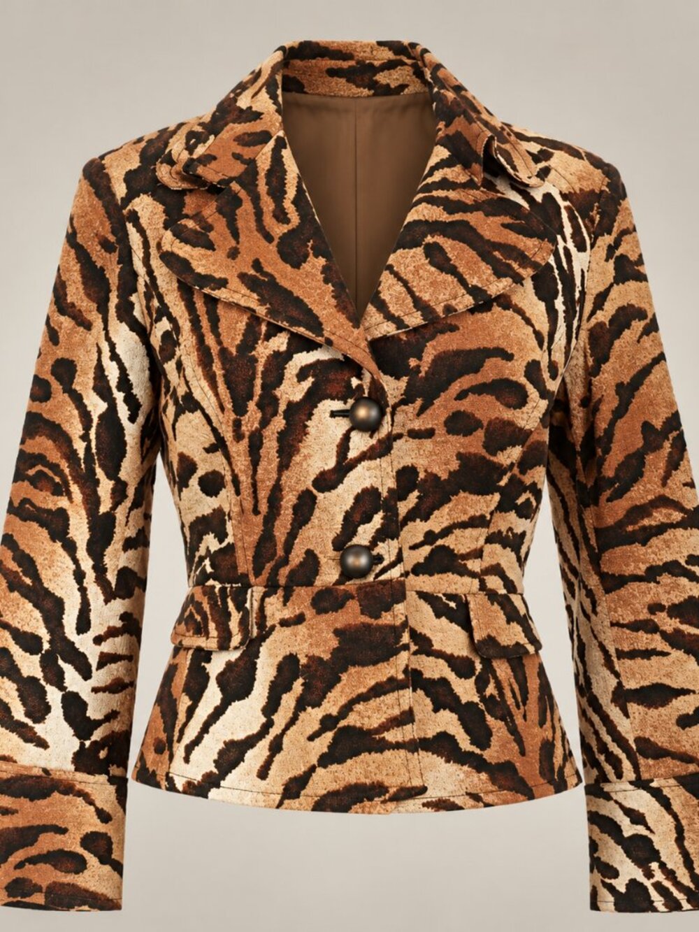 Textured Animal Print Tailored Blazer
